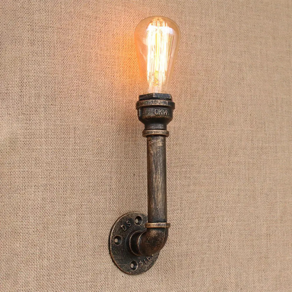 DecorBites™ Bronze Metal Wall Mount Light with Naked Bulb Design - Single Industrial Lighting Fixture