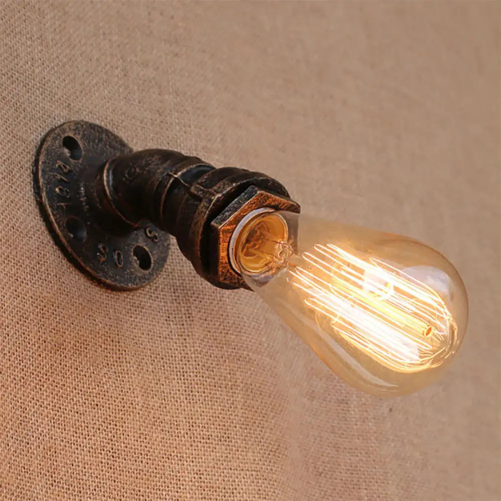 DecorBites™ Bronze Metal Wall Mount Light with Naked Bulb Design - Single Industrial Lighting Fixture
