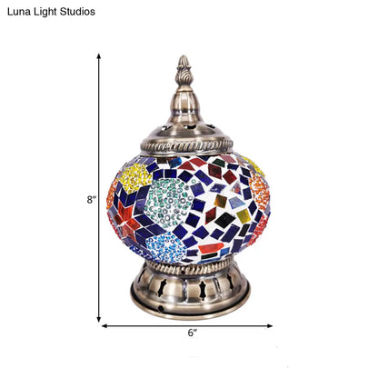 Bronze Moroccan Stained Glass Nightstand Lamp - 1 Light Table Décor for Bedroom