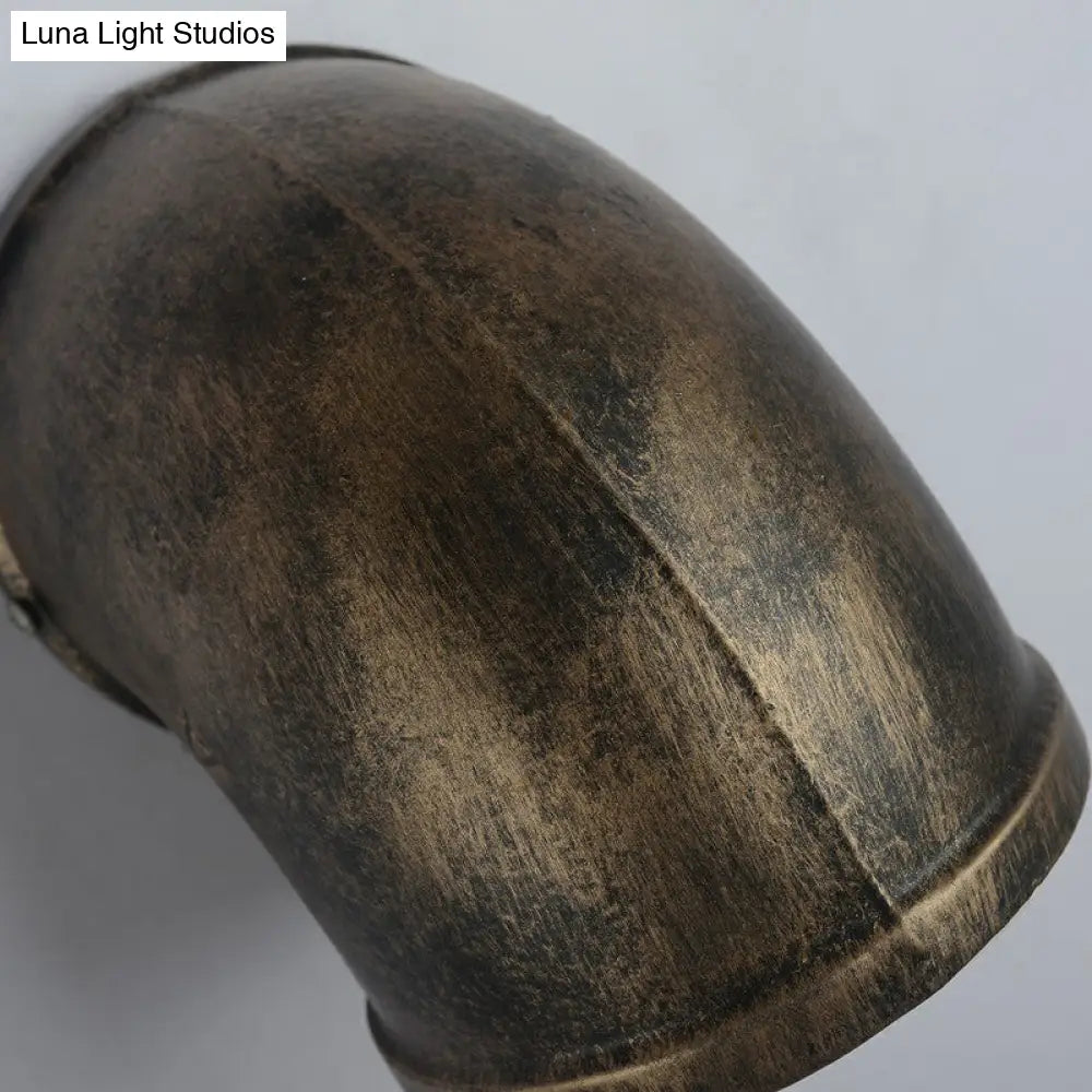 DecorBites™ Bronze Pipe Corner LED Wall Light with Glass Diffuser - Industrial Metal Garage Sconce