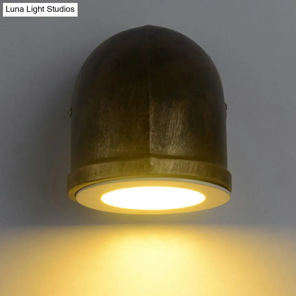 DecorBites™ Bronze Pipe Corner LED Wall Light with Glass Diffuser - Industrial Metal Garage Sconce