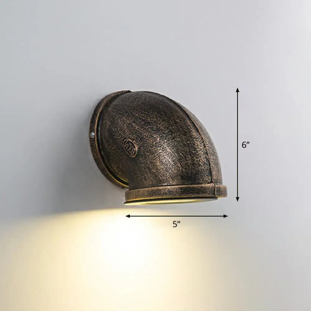 DecorBites™ Bronze Pipe Corner LED Wall Light with Glass Diffuser - Industrial Metal Garage Sconce