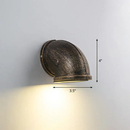 DecorBites™ Bronze Pipe Corner LED Wall Light with Glass Diffuser - Industrial Metal Garage Sconce