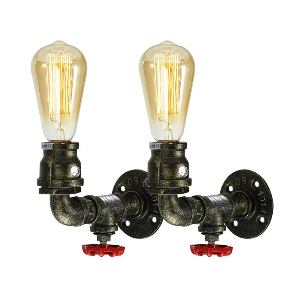 Bronze Plumbing Pipe Sconce Light with Water Valve - Perfect for Restaurants and Homes