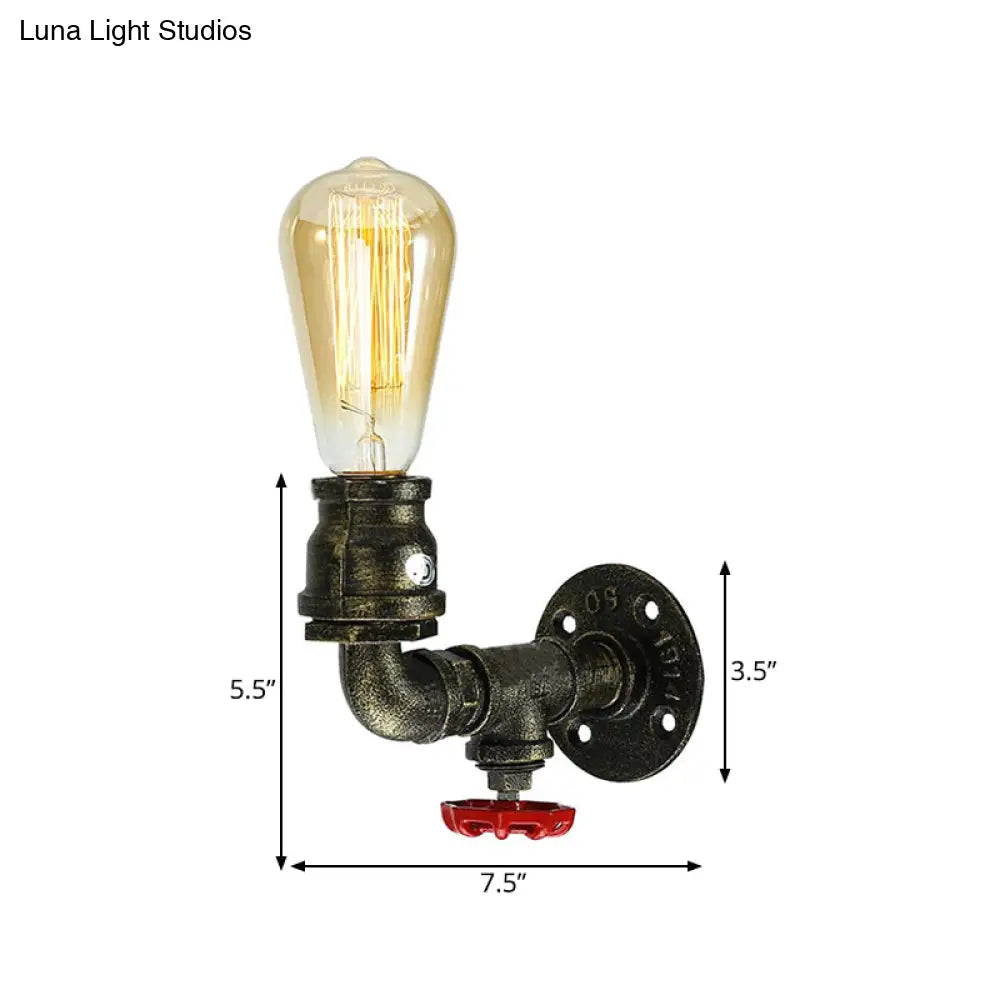 Bronze Plumbing Pipe Sconce Light with Water Valve - Perfect for Restaurants and Homes