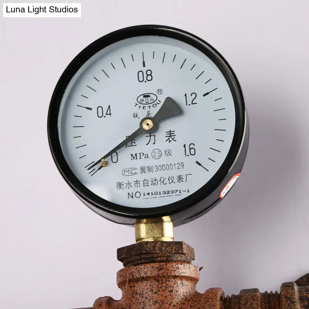 Bronze Steampunk Maze Wall Sconce Light with Wrought Iron and Gauge Detailing