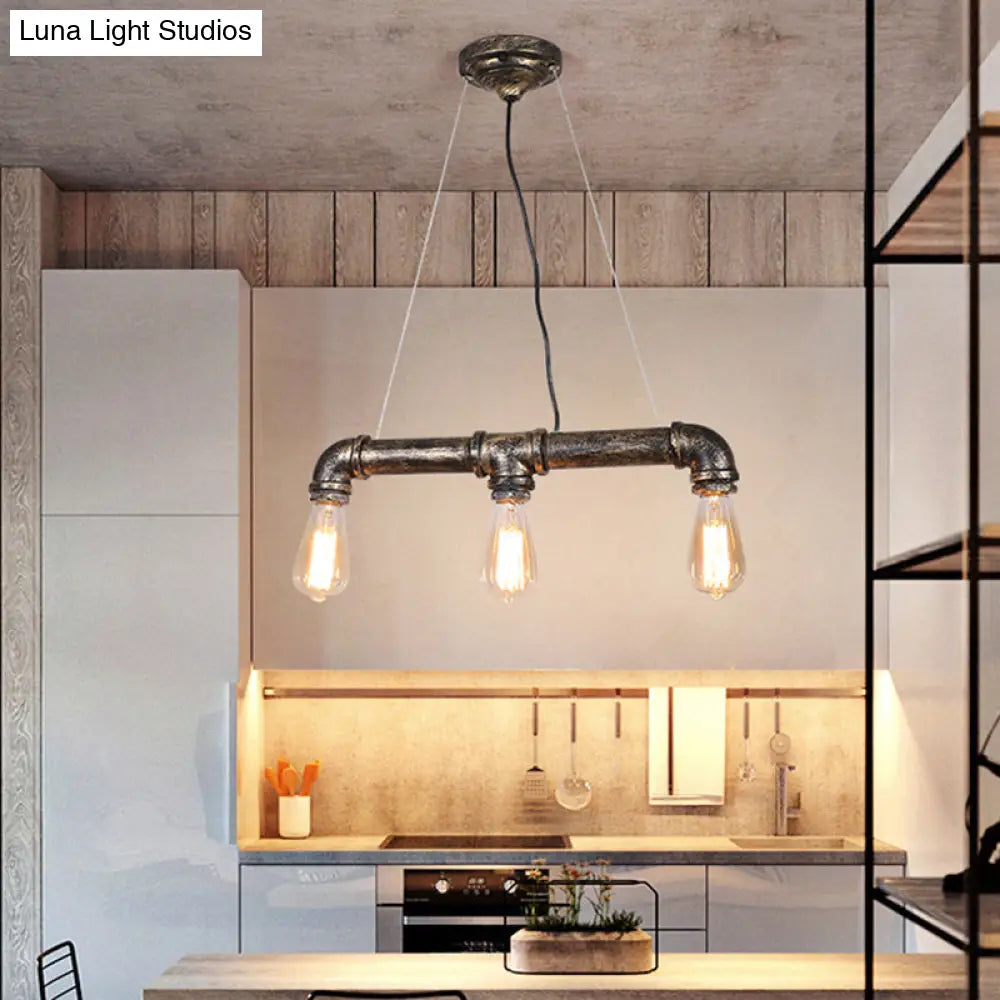 DecorBites™ Bronze Steampunk Water Pipe Island Light, Wrought Iron Suspended Fixture