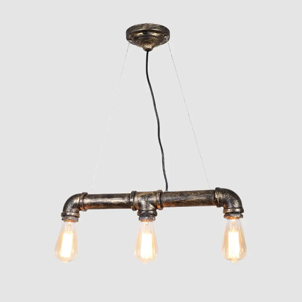 DecorBites™ Bronze Steampunk Water Pipe Island Light, Wrought Iron Suspended Fixture