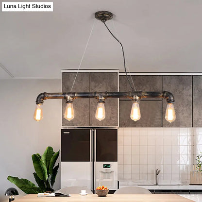 DecorBites™ Bronze Steampunk Water Pipe Island Light, Wrought Iron Suspended Fixture