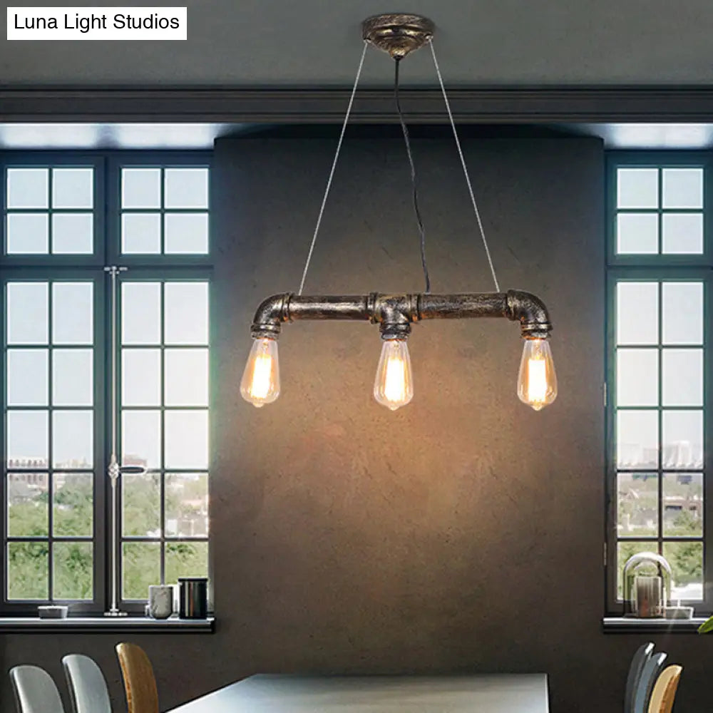DecorBites™ Bronze Steampunk Water Pipe Island Light, Wrought Iron Suspended Fixture