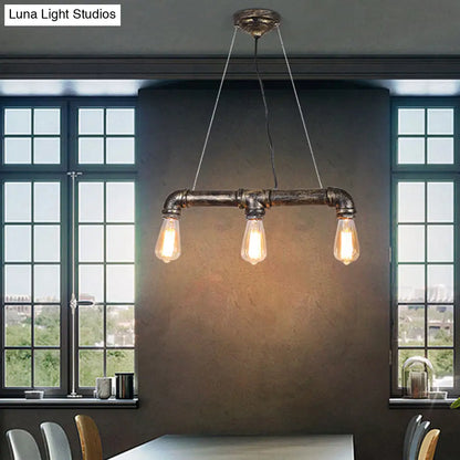 DecorBites™ Bronze Steampunk Water Pipe Island Light, Wrought Iron Suspended Fixture
