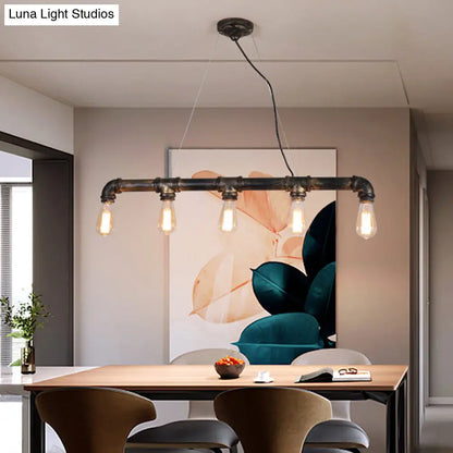DecorBites™ Bronze Steampunk Water Pipe Island Light, Wrought Iron Suspended Fixture