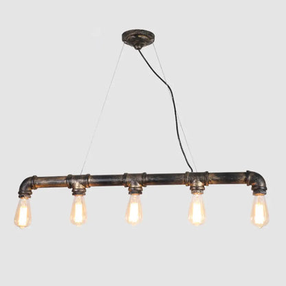 DecorBites™ Bronze Steampunk Water Pipe Island Light, Wrought Iron Suspended Fixture