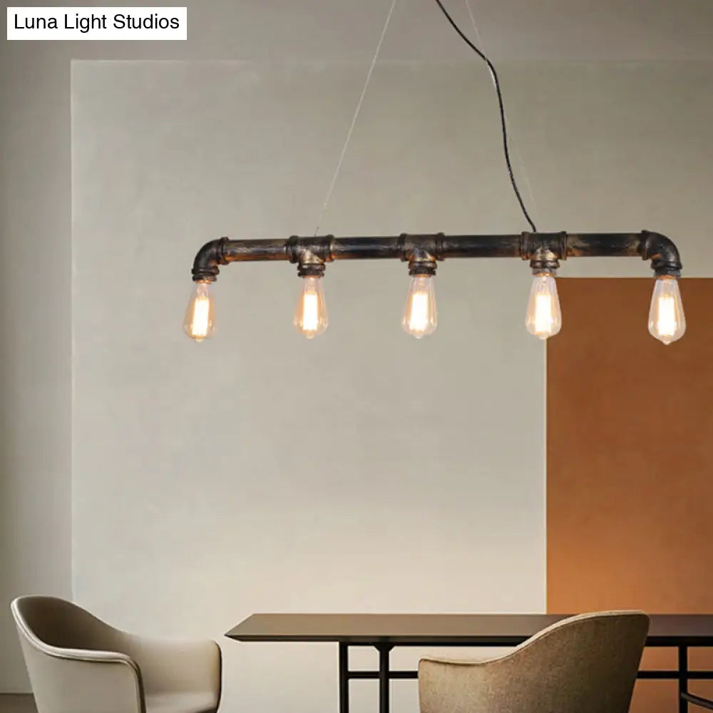 DecorBites™ Bronze Steampunk Water Pipe Island Light, Wrought Iron Suspended Fixture