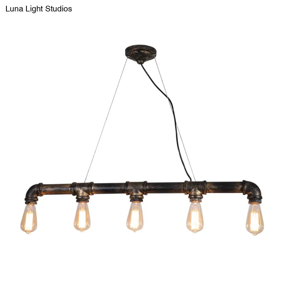 DecorBites™ Bronze Steampunk Water Pipe Island Light, Wrought Iron Suspended Fixture