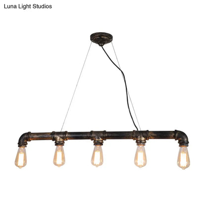 DecorBites™ Bronze Steampunk Water Pipe Island Light, Wrought Iron Suspended Fixture