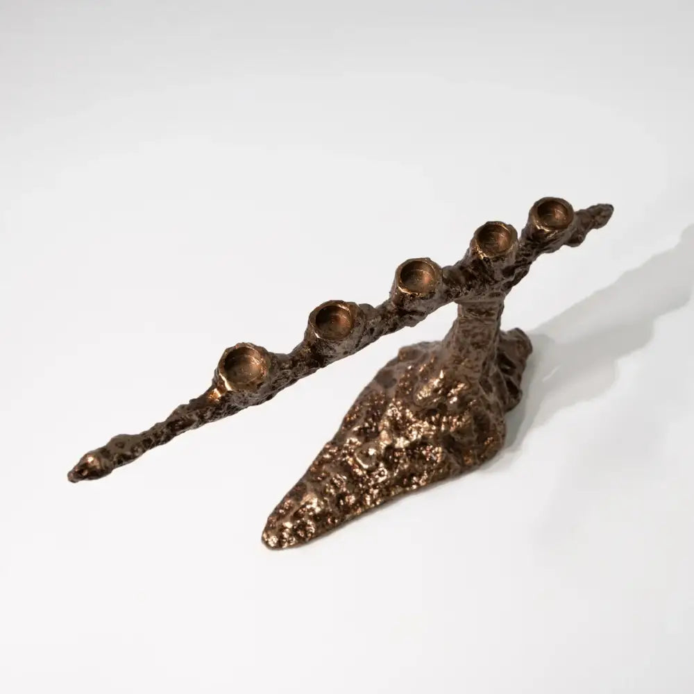 Bronze tree branch bamboo candle holder with five unevenly spaced holders textured decorbites bamboo candle decor