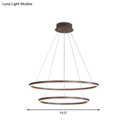 Brown 4 Tier Minimalistic Acrylic LED Ring Chandelier for Dining Room