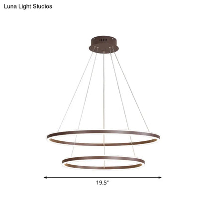 Brown 4 Tier Minimalistic Acrylic LED Ring Chandelier for Dining Room