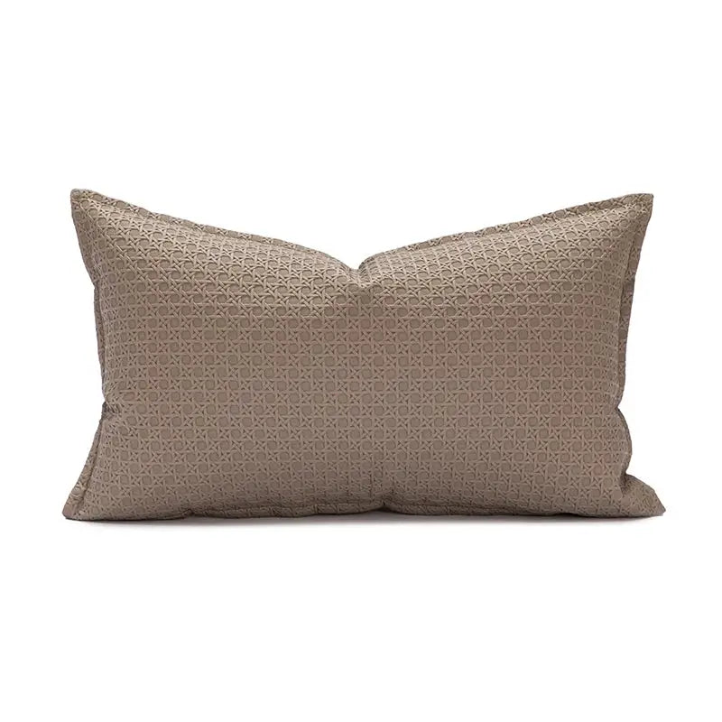 Beige rectangular cushion cover 45x45cm with subtle geometric woven pattern decorbites brown beige living room decor