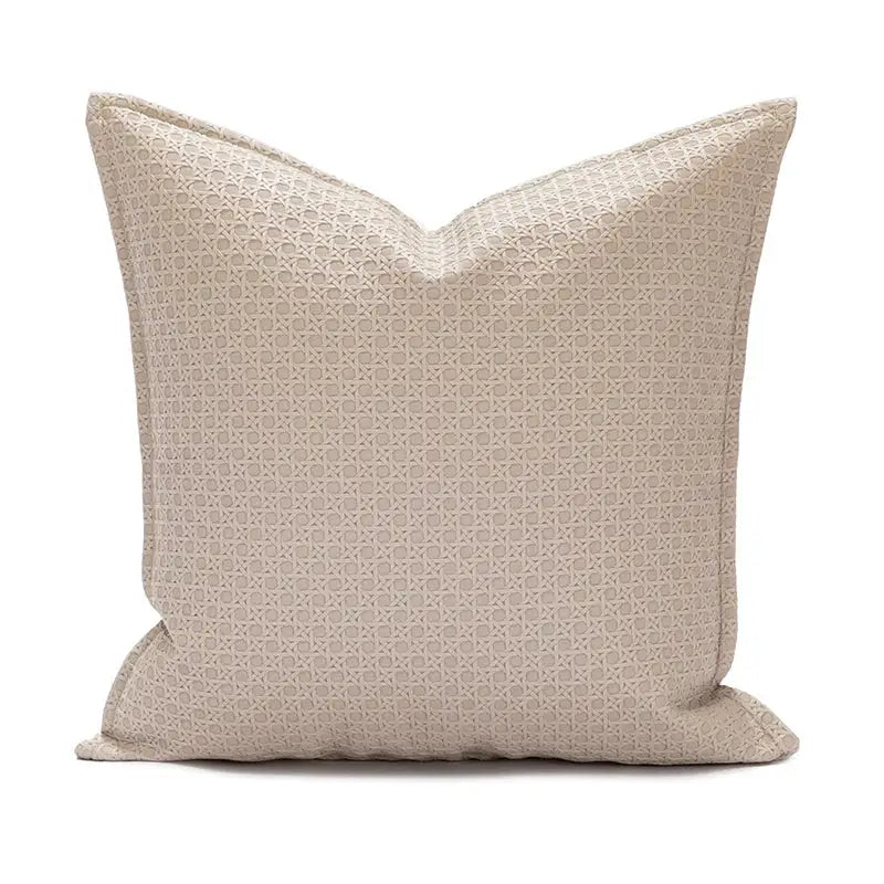 Beige square cushion cover 45x45cm with subtle geometric woven pattern for decorbites brown beige living room decor