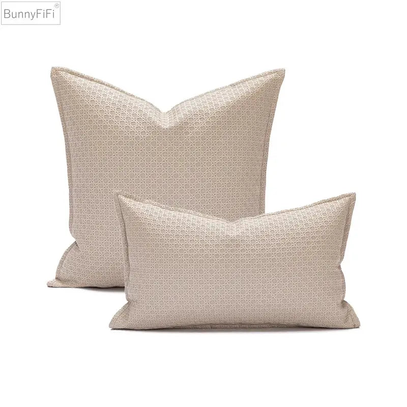 Beige textured cushion cover 45x45cm with subtle geometric pattern soft fabric decorbites brown beige living room decor