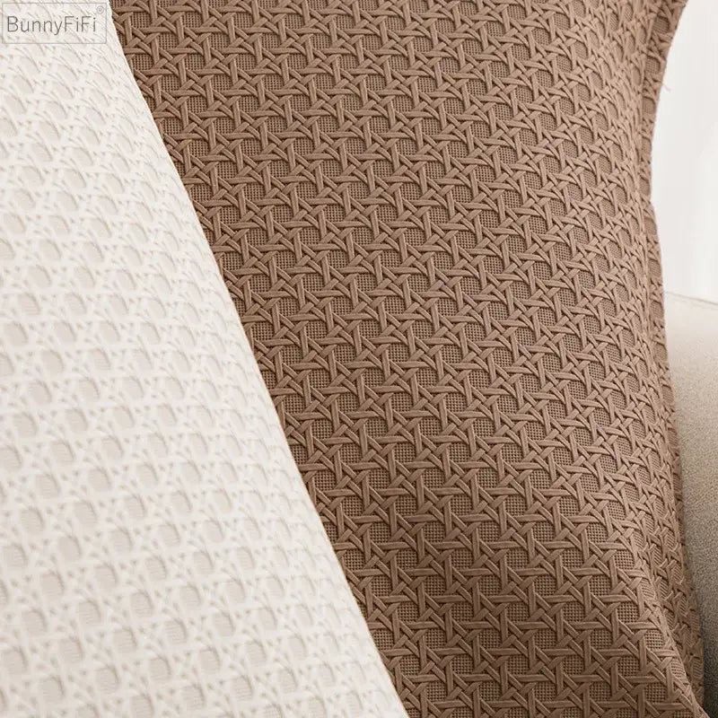 Brown woven-textured cushion cover 45x45cm from bunnyfifi in brown and beige faux leather for living room decorbites brown beige