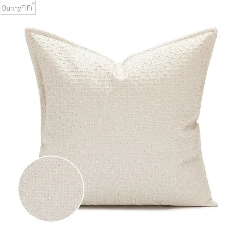 Cream-colored bunnyfifi cushion cover 45x45cm with subtle textured geometric pattern for decorbites brown beige decor