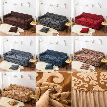 Brown damask solid embossed sofa cover slipcovers in various colors for living room decor by decorbites 3d solid