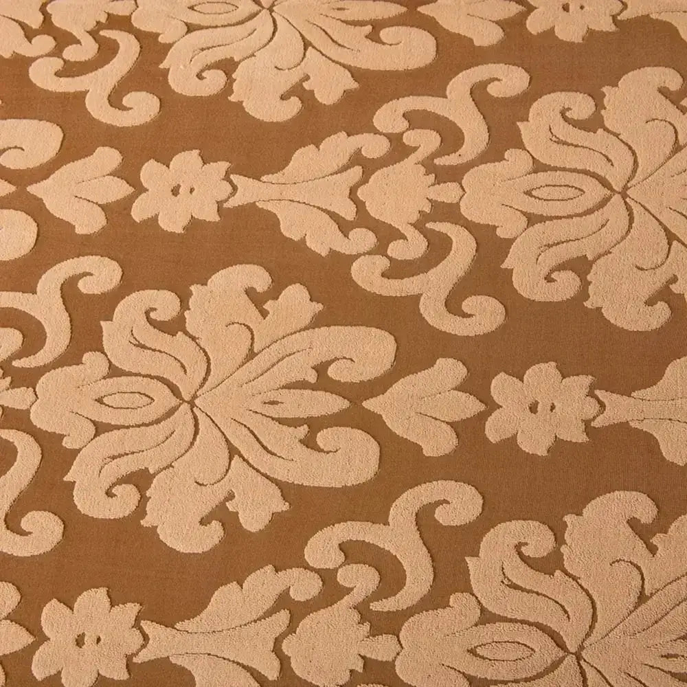 Brown damask solid embossed sofa cover slipcovers featuring raised cream floral scrollwork for living room decorbites 3d solid