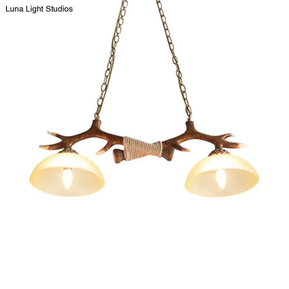 DecorBites™ Brown Glass Island Lamp - 2-Bulb Suspension Light for Restaurants with Traditional Design