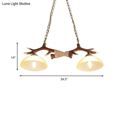DecorBites™ Brown Glass Island Lamp - 2-Bulb Suspension Light for Restaurants with Traditional Design