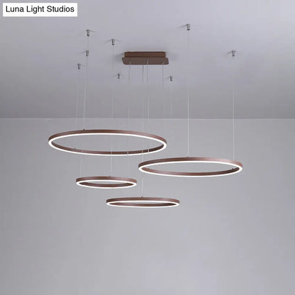 ثريا أكريليك LED بنية اللون - مصباح معلق دائري بسيط بثلاثة أو أربعة أو خمسة طبقات للمطاعم