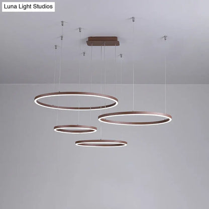 ثريا أكريليك LED بنية اللون - مصباح معلق دائري بسيط بثلاثة أو أربعة أو خمسة طبقات للمطاعم