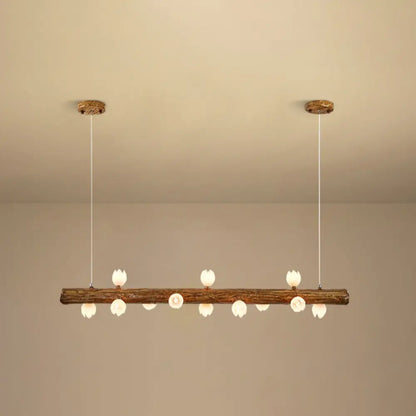 DecorBites™ Brown Modern Linear Island Pendant Metal Lamp