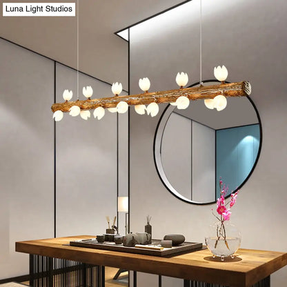 DecorBites™ Brown Modern Linear Island Pendant Metal Lamp