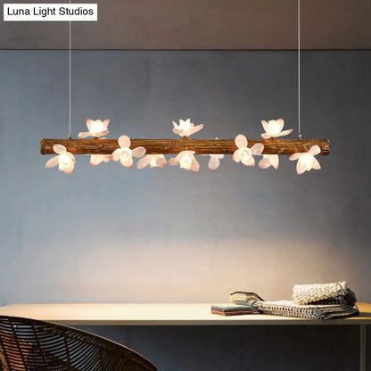 DecorBites™ Brown Modern Linear Island Pendant Metal Lamp