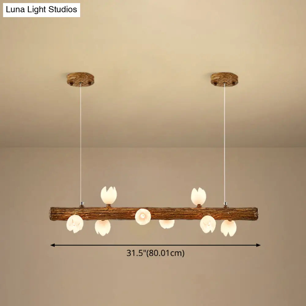 DecorBites™ Brown Modern Linear Island Pendant Metal Lamp