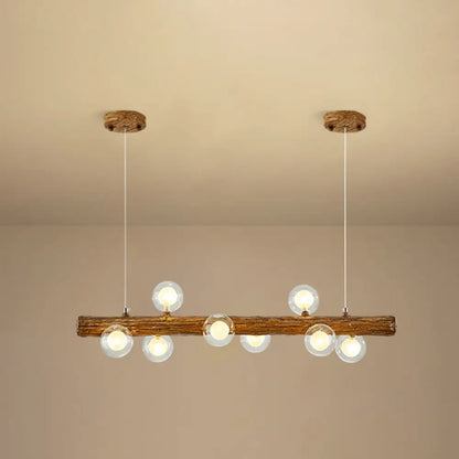 DecorBites™ Brown Modern Linear Island Pendant Metal Lamp