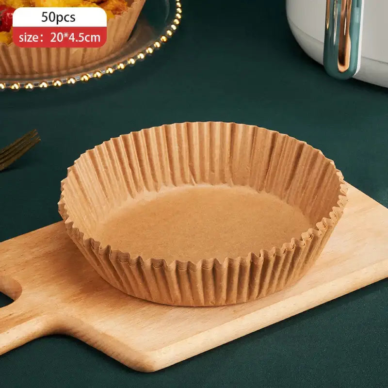 Brown fluted paper baking cup made of non-stick barbecue paper for kitchen cooking and barbecue use
