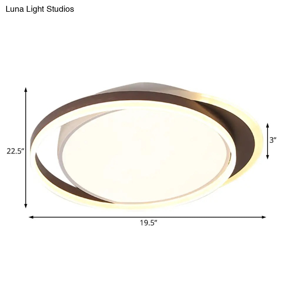 DecorBites™ Brown Orbit LED Flush Mount Ceiling Light for Living Room - Simple 16"/19.5" Wide Warm/White Acrylic Fixture