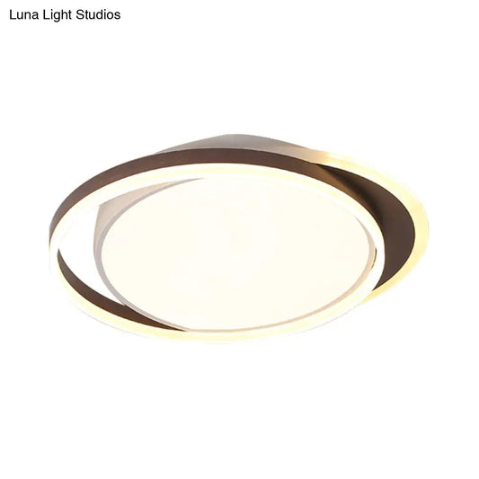 DecorBites™ Brown Orbit LED Flush Mount Ceiling Light for Living Room - Simple 16"/19.5" Wide Warm/White Acrylic Fixture