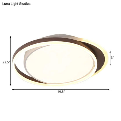DecorBites™ Brown Orbit LED Flush Mount Ceiling Light for Living Room - Simple 16"/19.5" Wide Warm/White Acrylic Fixture