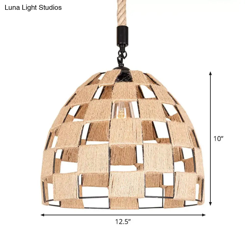 Brown Pinecone Pendant Light with Cottage Hollow Design - Ceiling Suspension Lamp