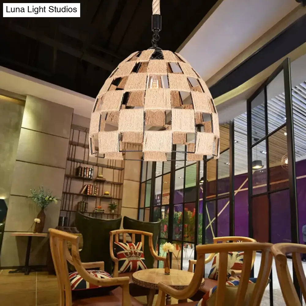 Brown Pinecone Pendant Light with Cottage Hollow Design - Ceiling Suspension Lamp