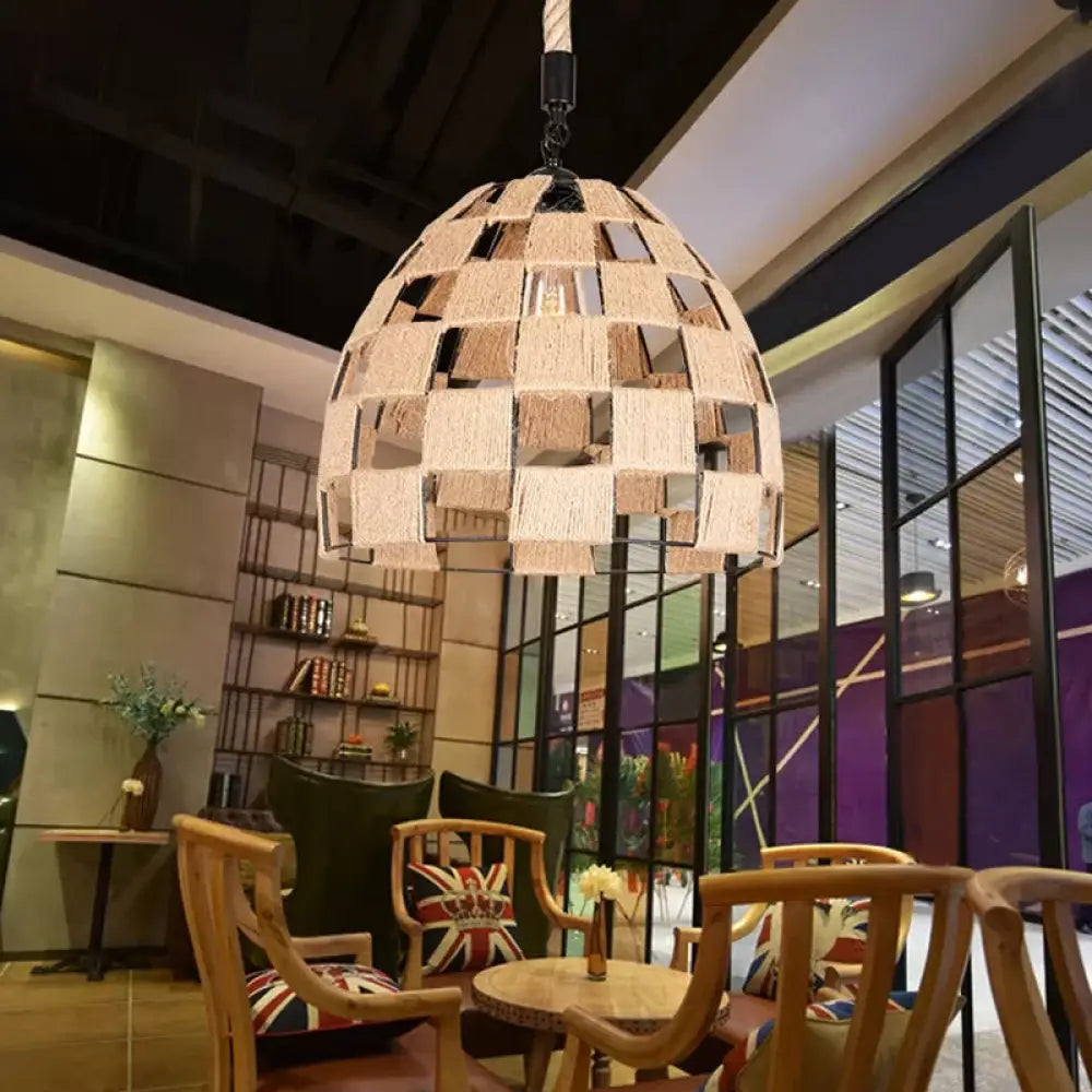 Brown Pinecone Pendant Light with Cottage Hollow Design - Ceiling Suspension Lamp