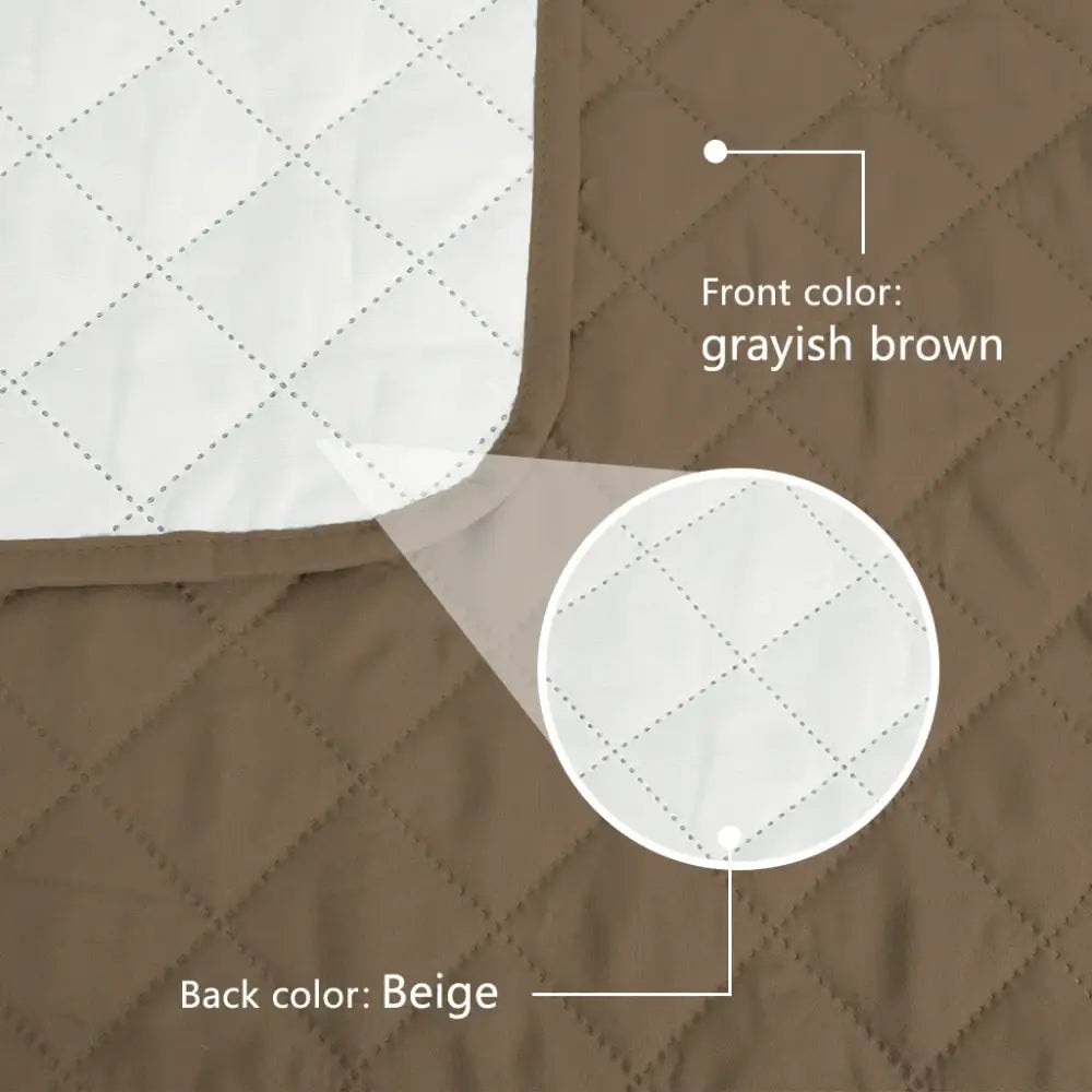 Grayish brown and beige quilted nonslip recliner cover with diamond stitching for living room waterproof protection