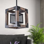 Brown Wire Mesh Pendant Light - Industrial Metal Hanging Lamp with Square Shade - Perfect for Living Room - One Bulb