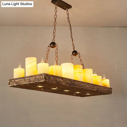 DecorBites™ Brown Wood Candelabra Pendant Light for Dining Room - Island Hanging Lamp Kit