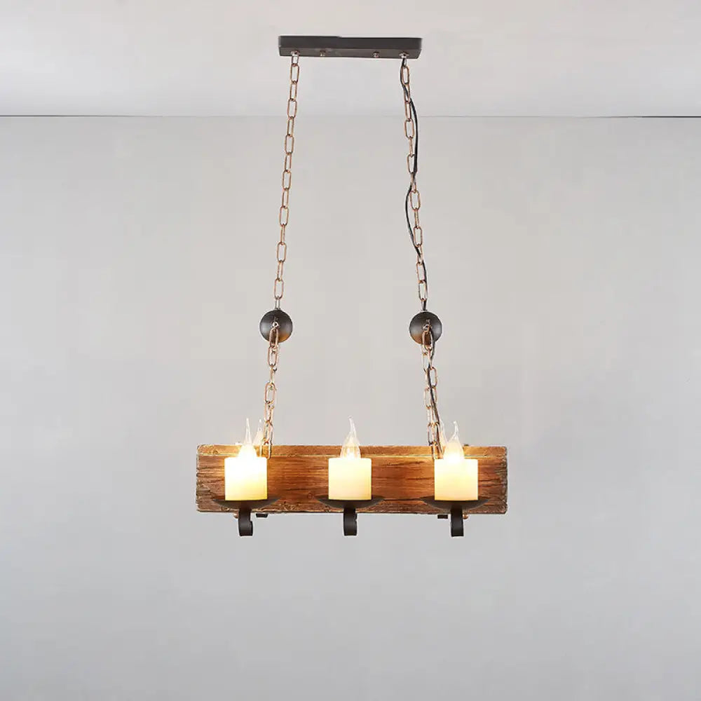 DecorBites™ Brown Wood Candelabra Pendant Light for Dining Room - Island Hanging Lamp Kit